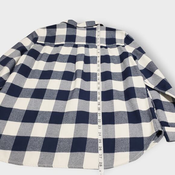 LL Bean Womens Brushed Flannel Shirt Blue Gingham Relaxed Fit Sz XLP Pockets - Picture 11 of 11
